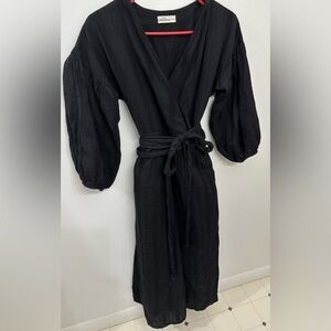 Little Cottonwood Fern Black Wrap Dress